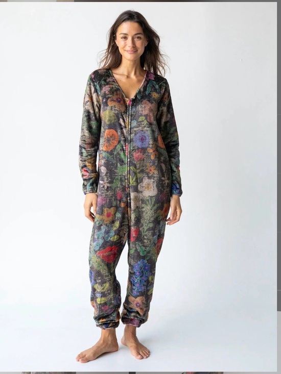 NATURAL LIFE Other - NATURAL LIFE Multicolor Floral Zip-Front Jumpsuit